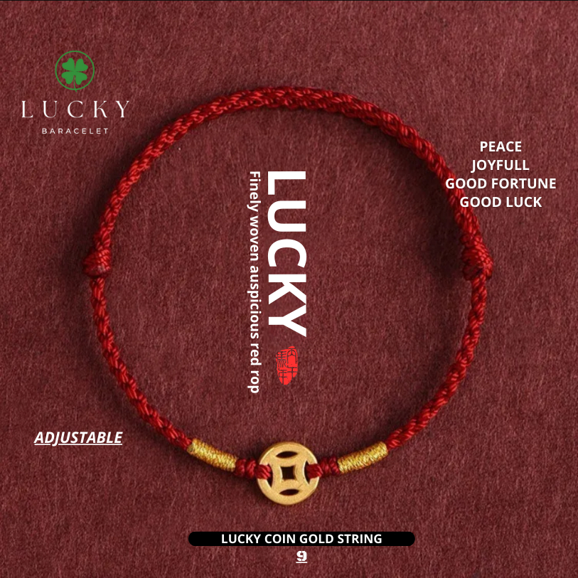 LUCKY BRACELET - GELANG LUCKY COIN GOLD STRING ASLI HANDMADE BERKUALITAS ADJUSTABLE
