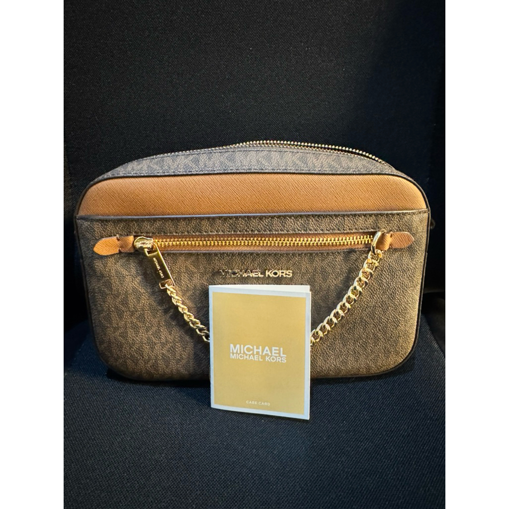 Preloved MK Jet Set Large EW Zip Chain Xbody Brown