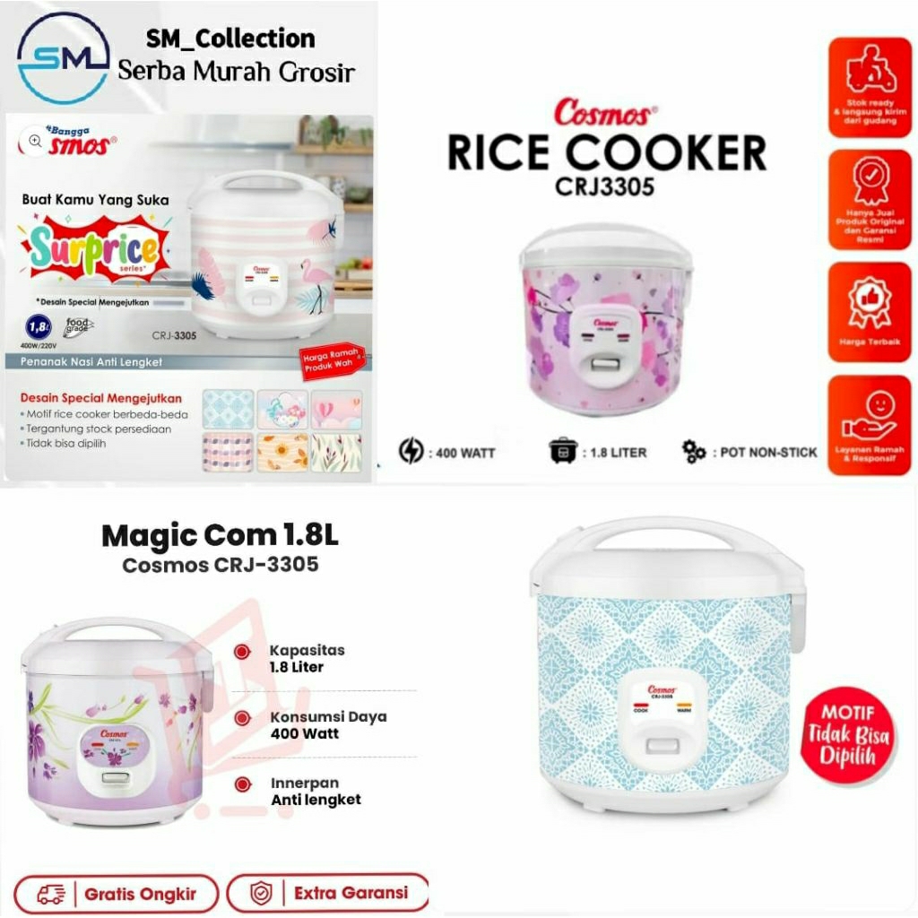 Alat masak/penanak nasi/ Rice cooker Cosmos CRJ3305