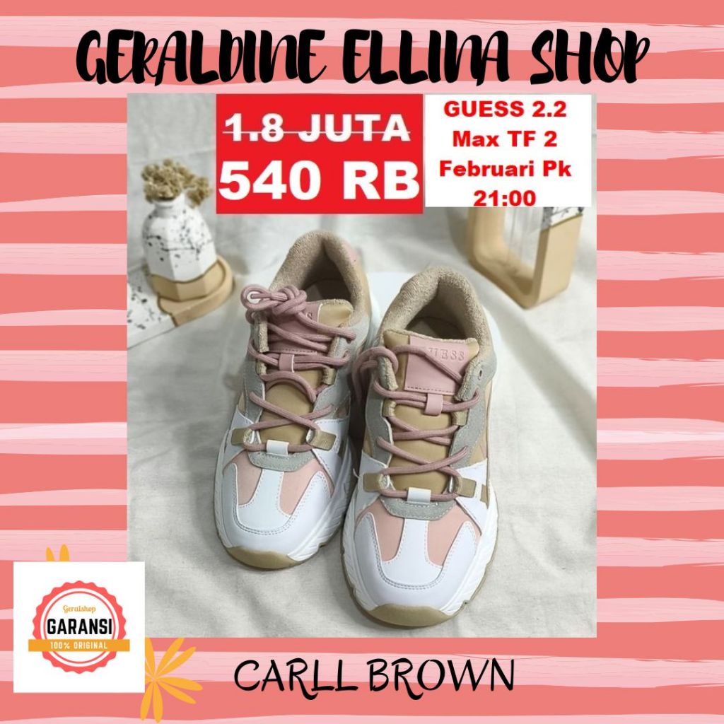 Sepatu sneakers Guess wanita 100% original SALE CARLL