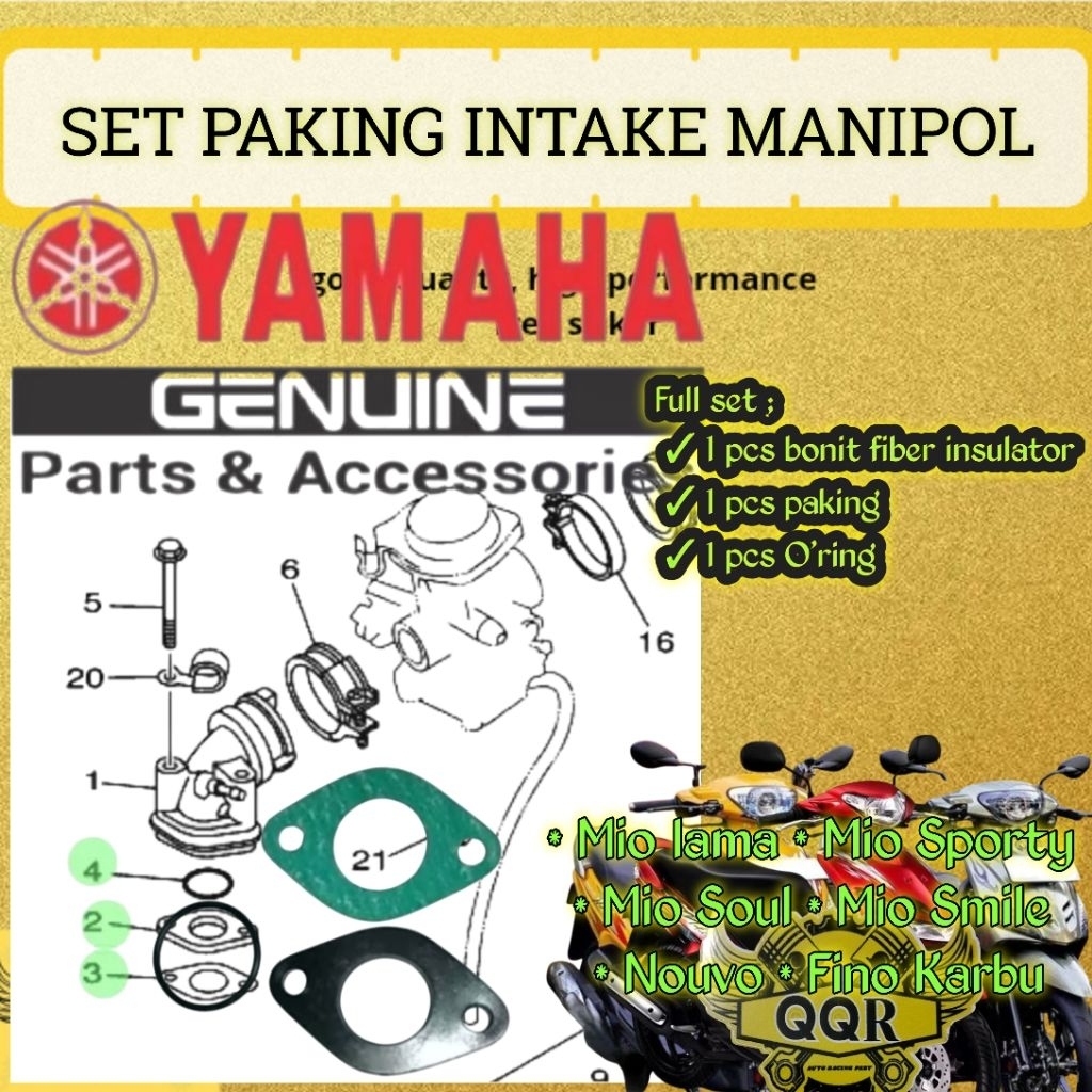 Paket Paking Intake YGP Mio Lama,Mio Sporty,Mio Soul,Mio Smile,Nouvo, Fino Karbu