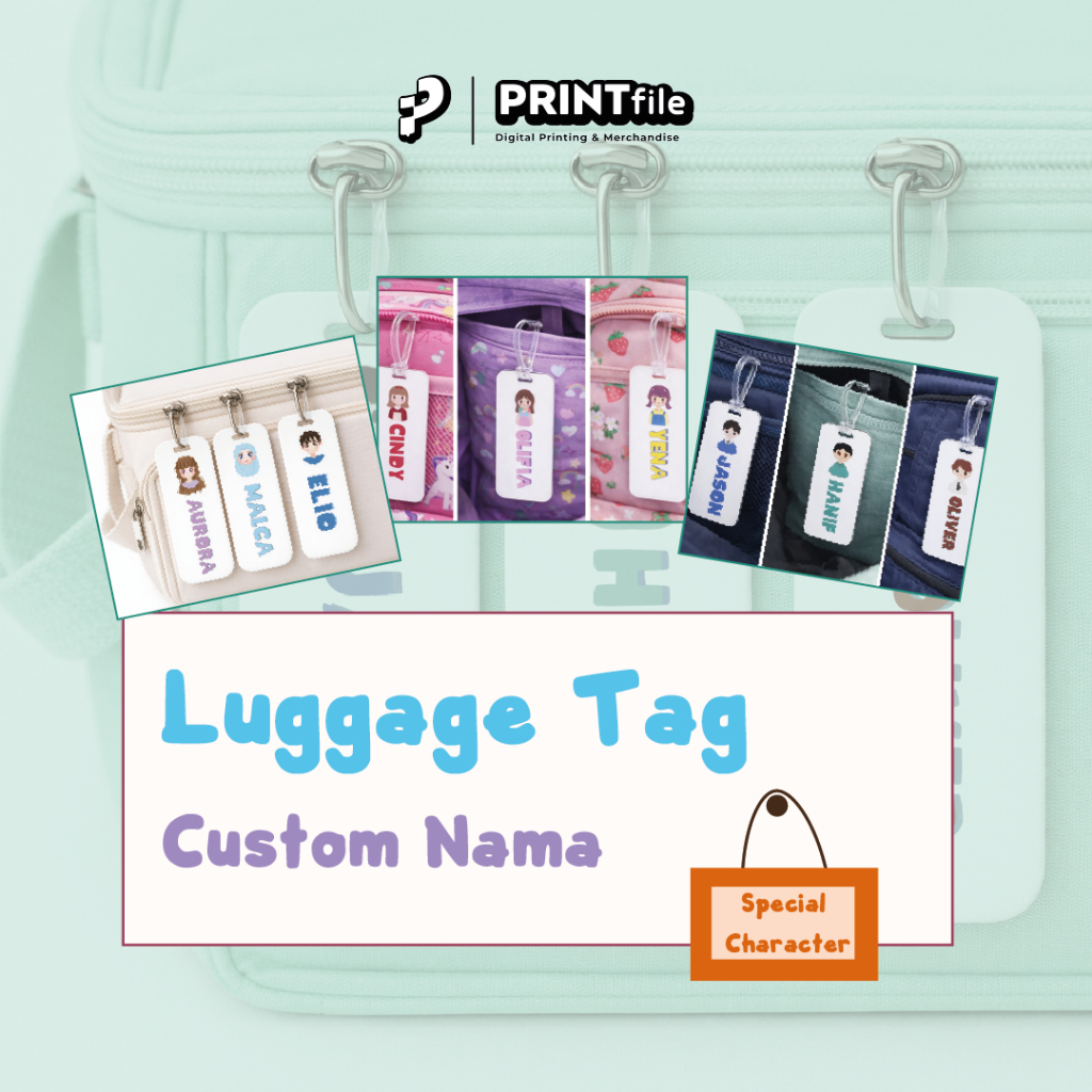 PRINTFILE - Luggage Name Tag Anak Karakter | Name Tag Tas & Koper Anak | Label Nama Anak Custom Lucu