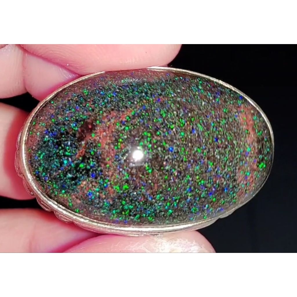 cincin black opal andamoka matrix natural asli alam Australia