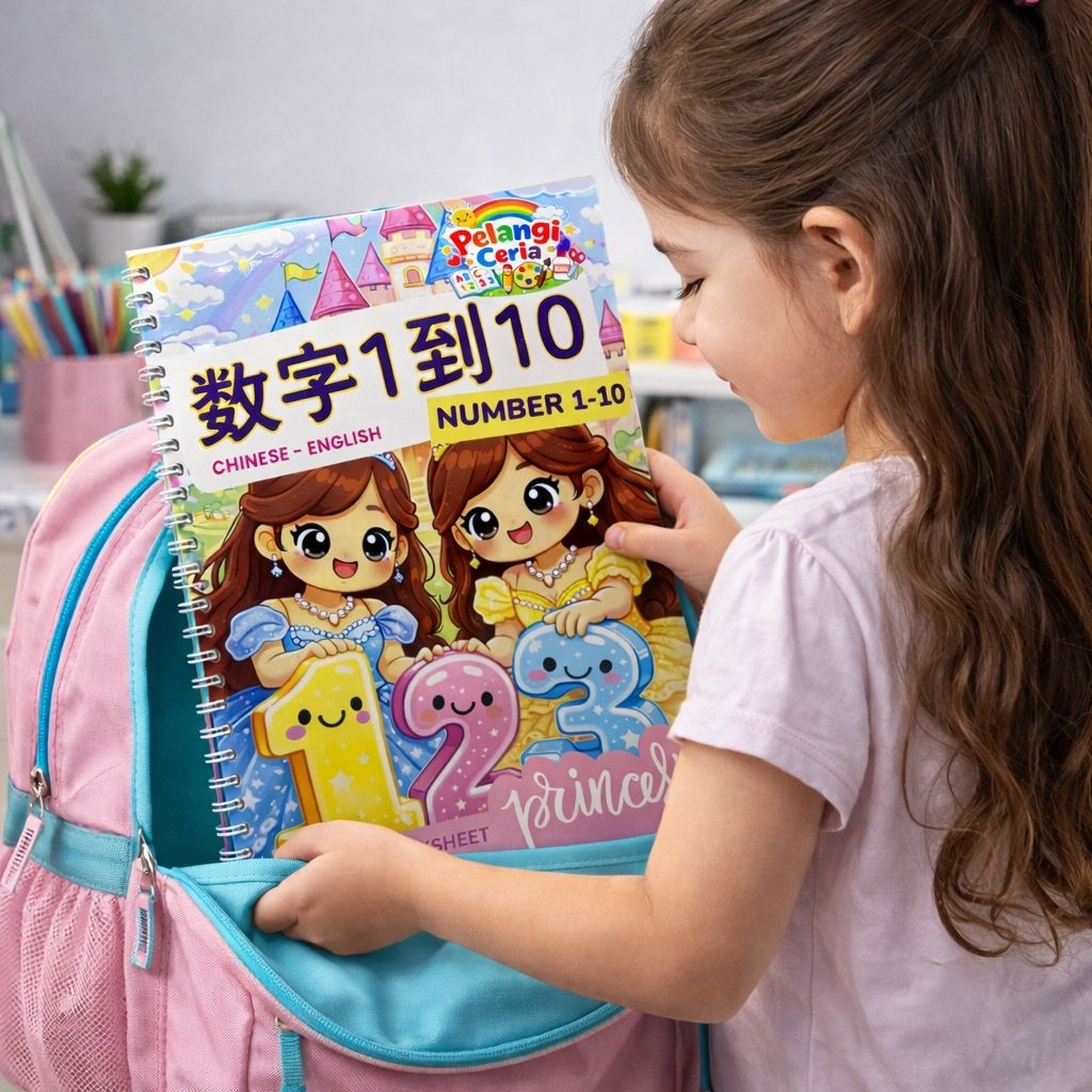 Pelangi.Ceria369 Wipe and clean book girls | Buku Tracing Mandarin Anak | Menulis Hanzi Angka 1–10 |