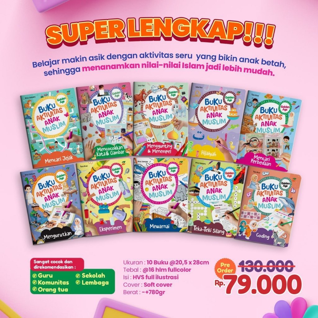 [ISI 10 BUKU] BUKU AKTIVITAS ANAK MUSLIM - BUKU KEGIATAN - BUKU ANAK - WORKSHEET ANAK MUSLIM - WORKS