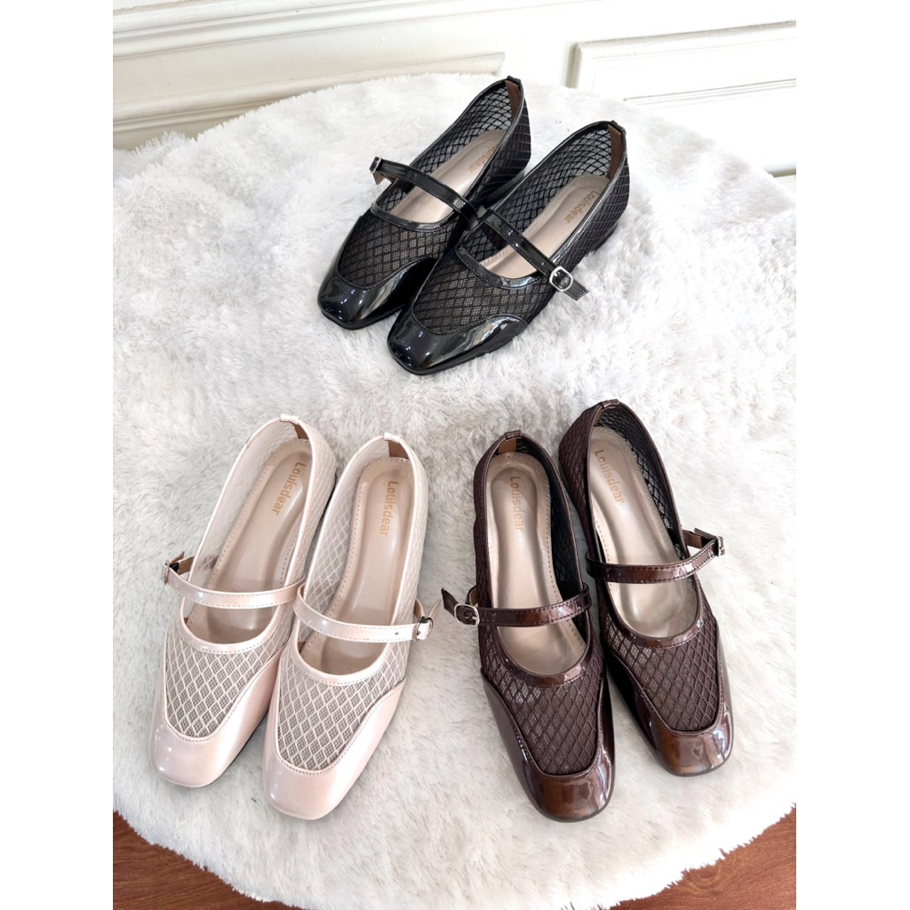 sepatu wanita Louisdear flat shoes 001 bahan brokat lace