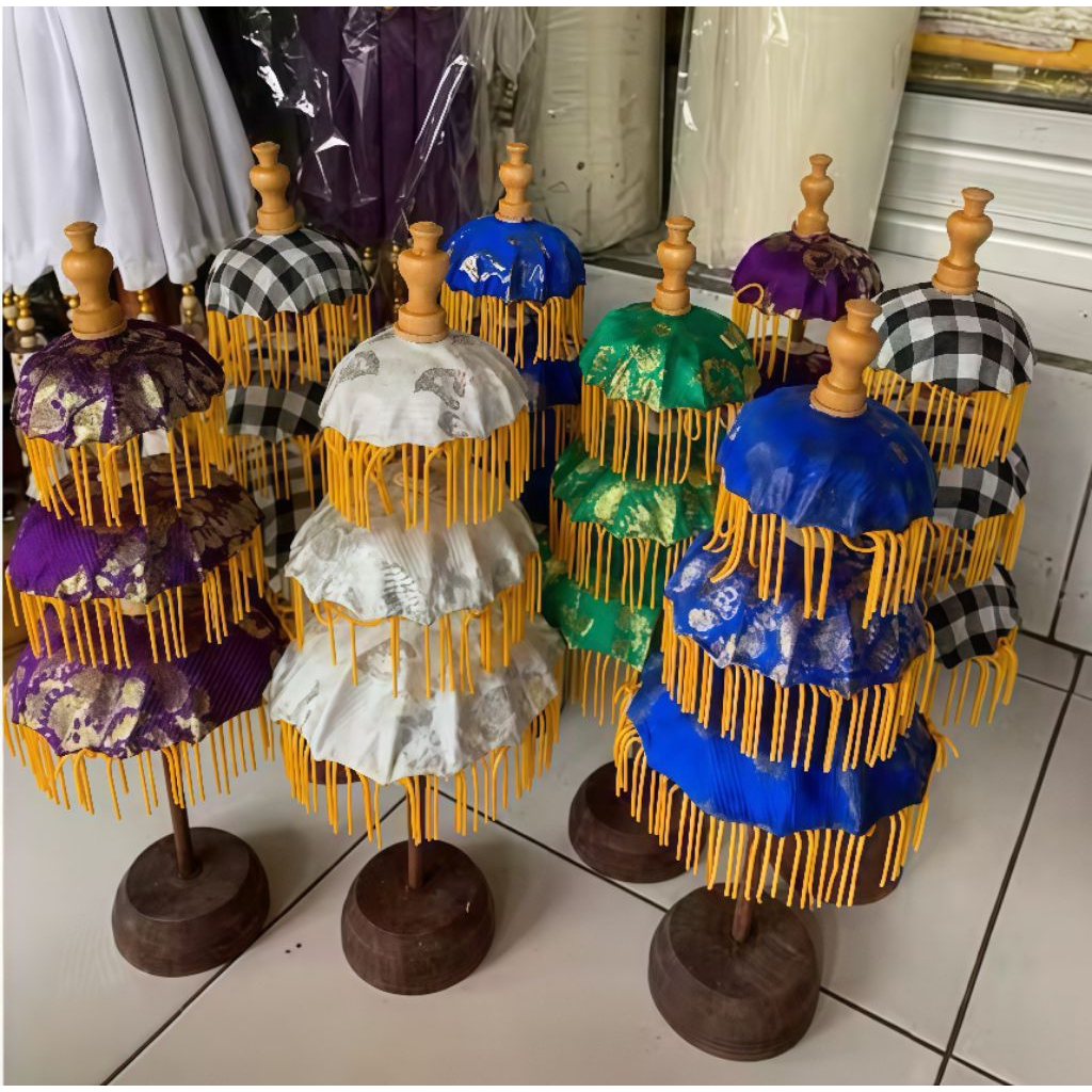 Payung / Tedung Bali Mini Tingkat 3 Ukuran 38cm Kain Singapore | Payung Prada Mini Khas Bali | Payun