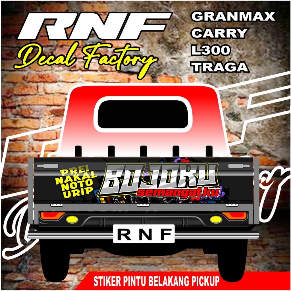 Decal stiker bak belakang pickup, stiker variasi mobil pickup, gambar keren mudah dipasang bojoku se