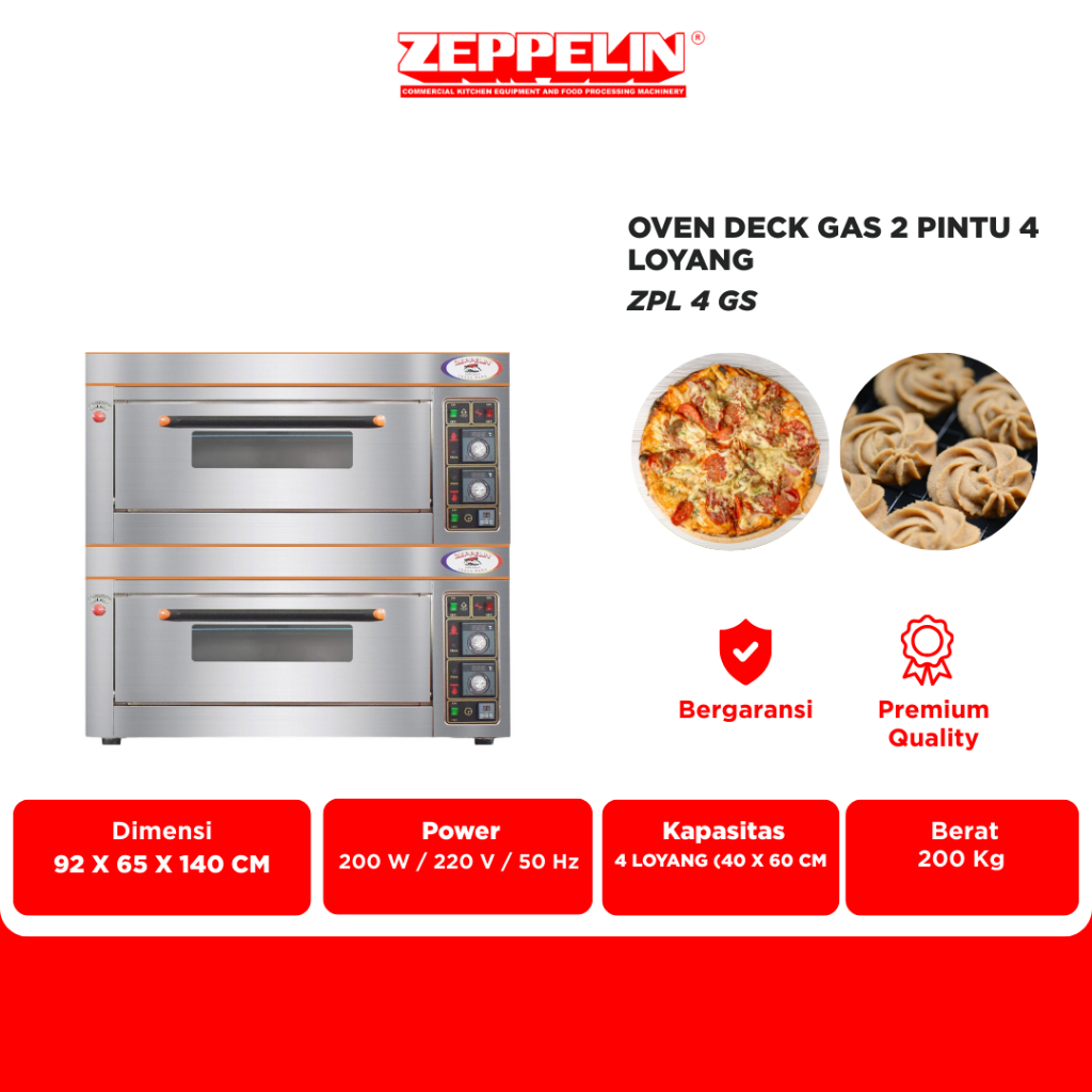 Zeppelin Oven Deck Gas 2 Pintu 4 Loyang