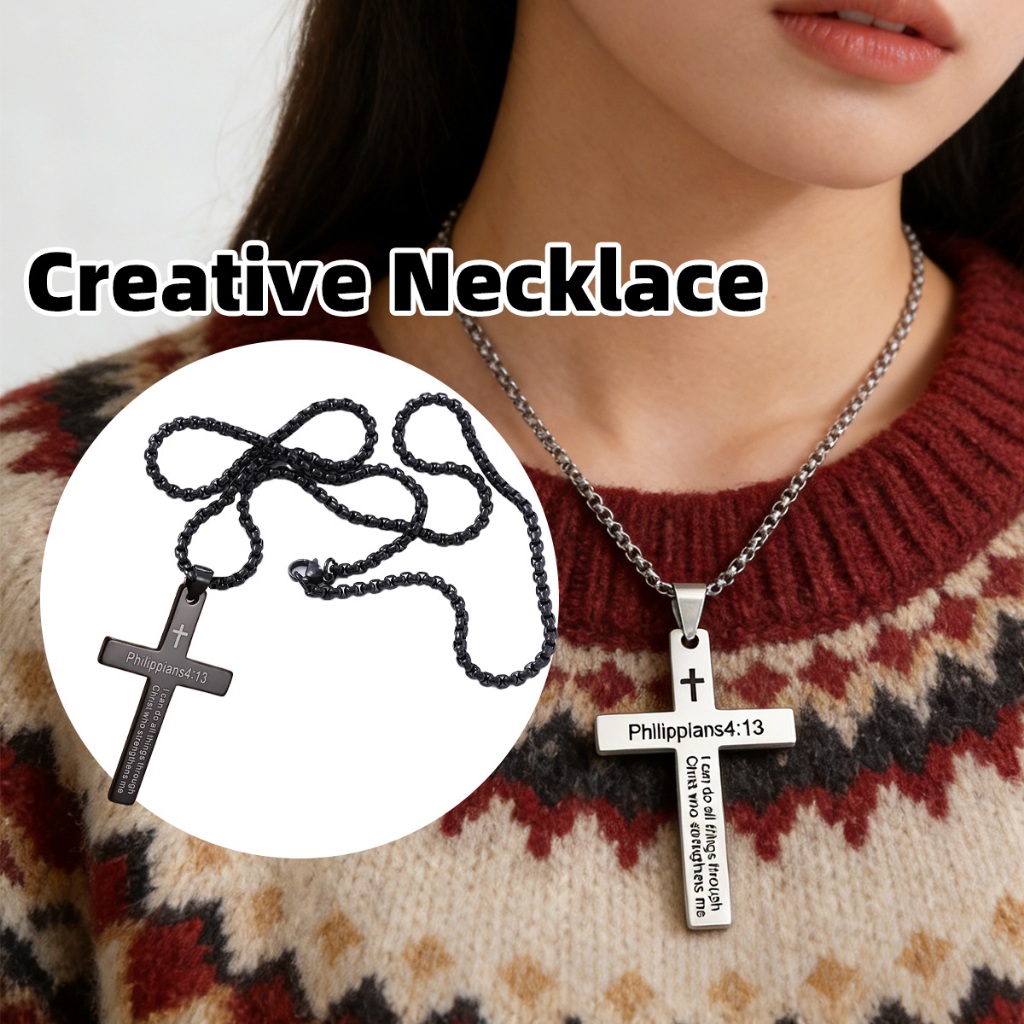 1PC Kalung salib titanium anti karat kalung salib templar perak/kalung salib titanium / kalung salib