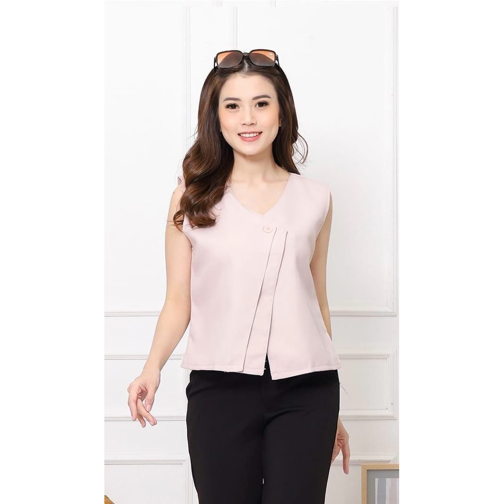 Rompi Wanita Polos Korea Vest Outer Tanpa Lengan Casual Formal Kekinian