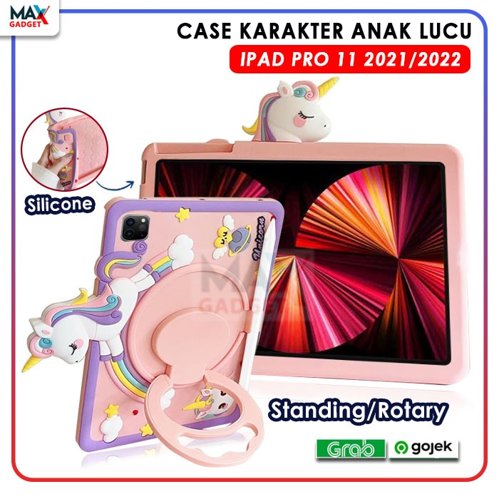 IPAD Pro 11 In 2021 2022 Softcase Silicon Case Casing Anak Lucu Slot Pen Pencil Stylus Imut Cute War