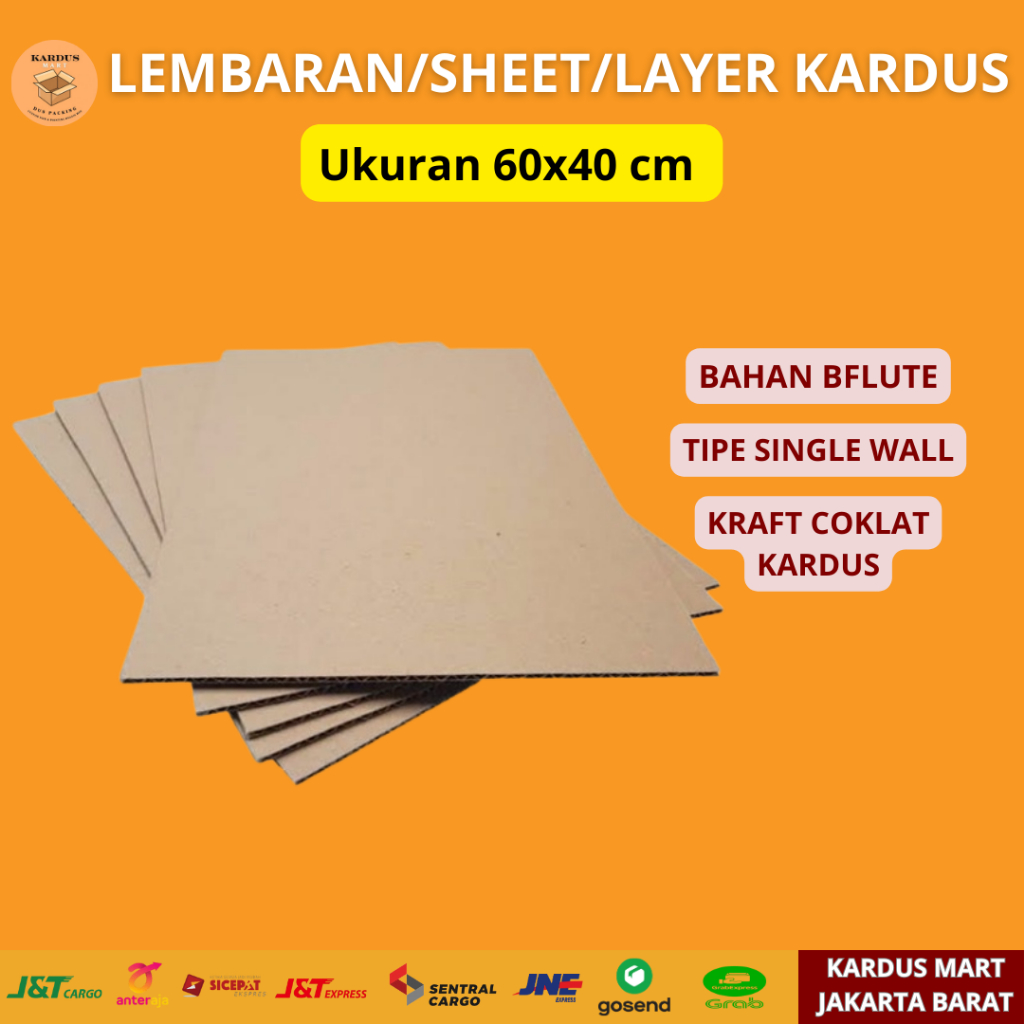 Kardus Lembaran  60x40 cm Polos / Sheet / Layer / Karton Lembaran / Lembaran Kardus