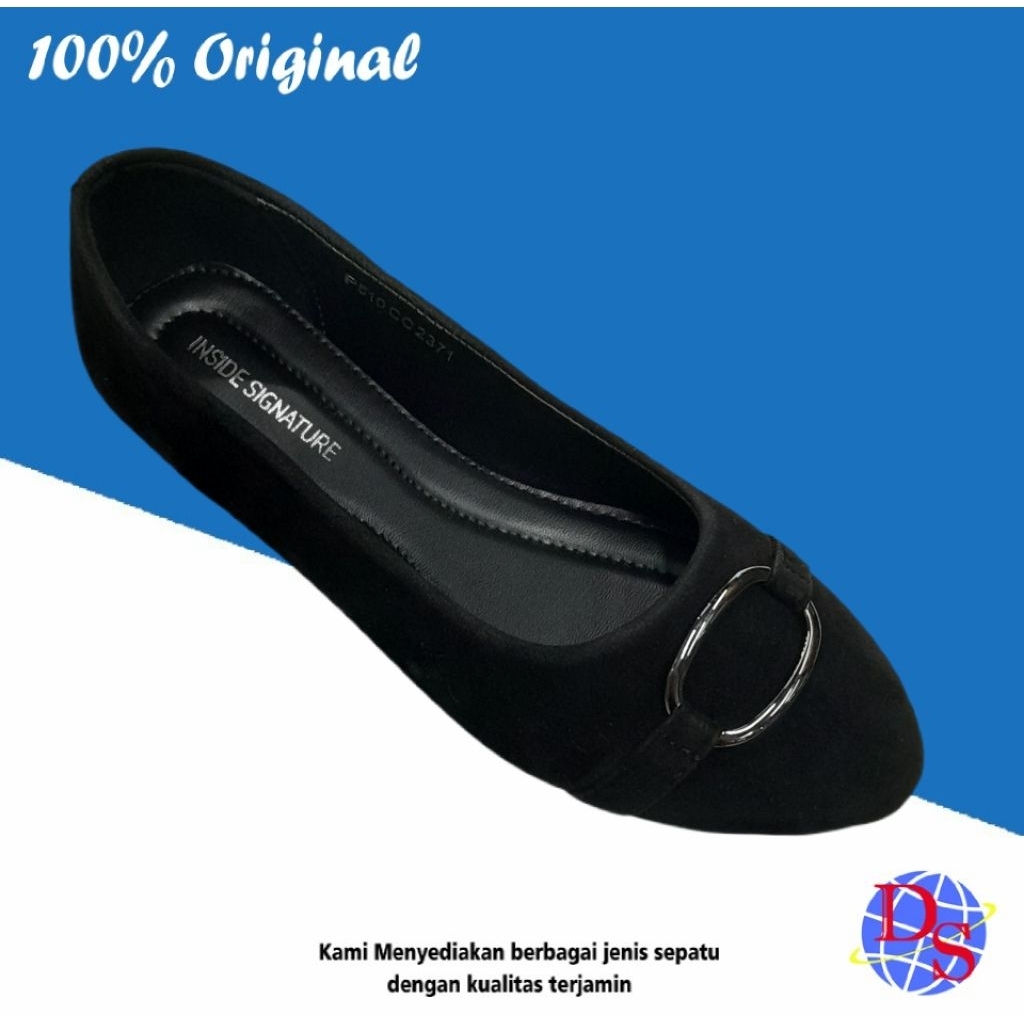 Sepatu Wanita Flat Inside Signature CC 2371 Hitam
