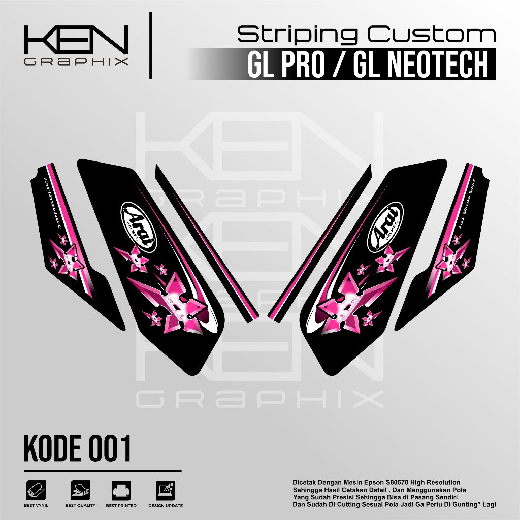 STICKER MOTOR HONDA GL PRO/DECAL MOTOR GL PRO/DECAL VARIASI  GL PRO /KODE 001