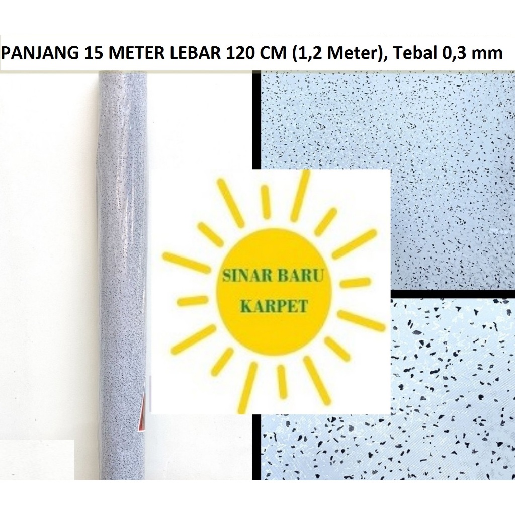 Karpet Lantai Plastik Vinyl 1 ROLL Panjang 15 Meter Lebar 1.2m MOTIF PASIR POLOS (SESUAI GAMBAR)