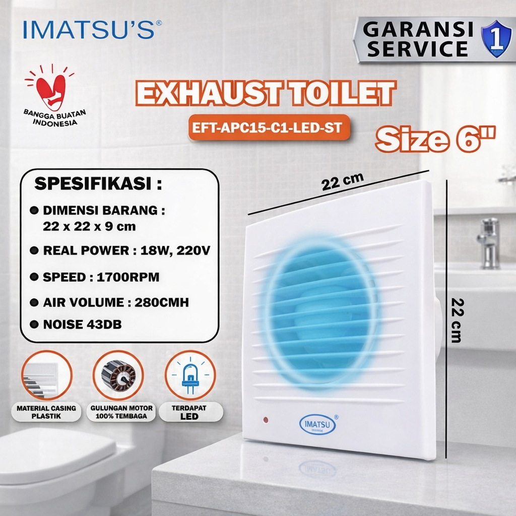 IMATSU'S Exhaust Fan 6 Inch Kipas Plafon Rumah Toilet Dapur Resto