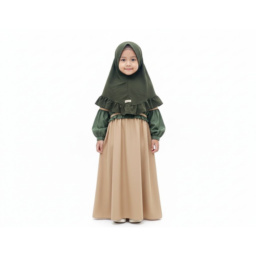 Seragam Gamis Anak TK PAUD TPA Baju Busana Muslim Konveksi Atasan Setelan Tunik Jilbab Set Celana