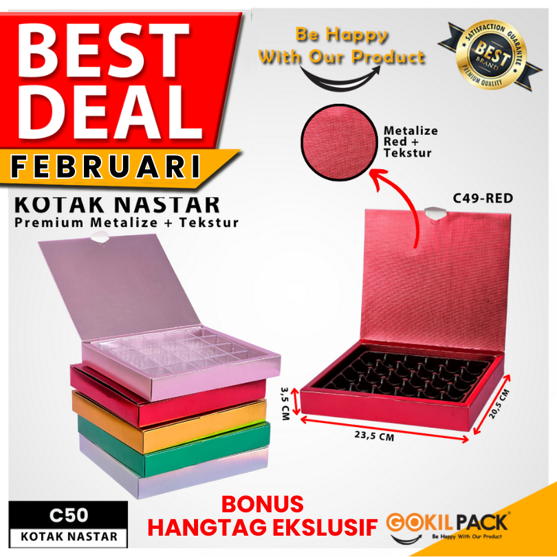 Box Coklat / Kotak Kue Nastar Mika/ Box Kado Hampers / BoxHologram Souvenir/ C50