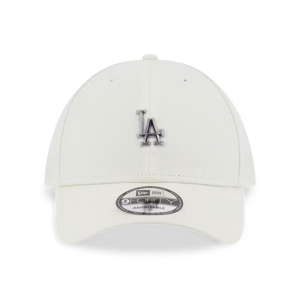 Topi New Era Cap Los Angeles Dodgers Metal Badge Chrome White 9Forty Adjustable Original