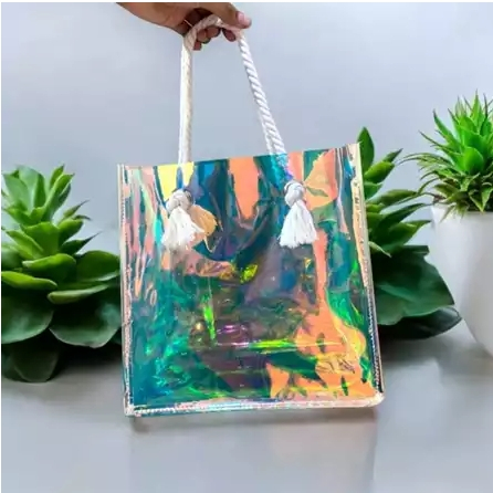 tas hologram - tas hologram wanita - tas hologram totebag - goodie bag pvc tali sumbu tas tali tamba