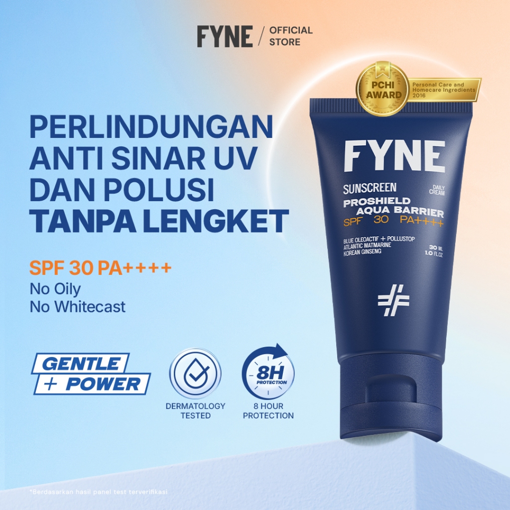 FYNE ProShield Aqua Barrier Sunscreen Pria SPF 30 PA++++ 30gr - Dengan 5x Niacinamide & Matmarine 30
