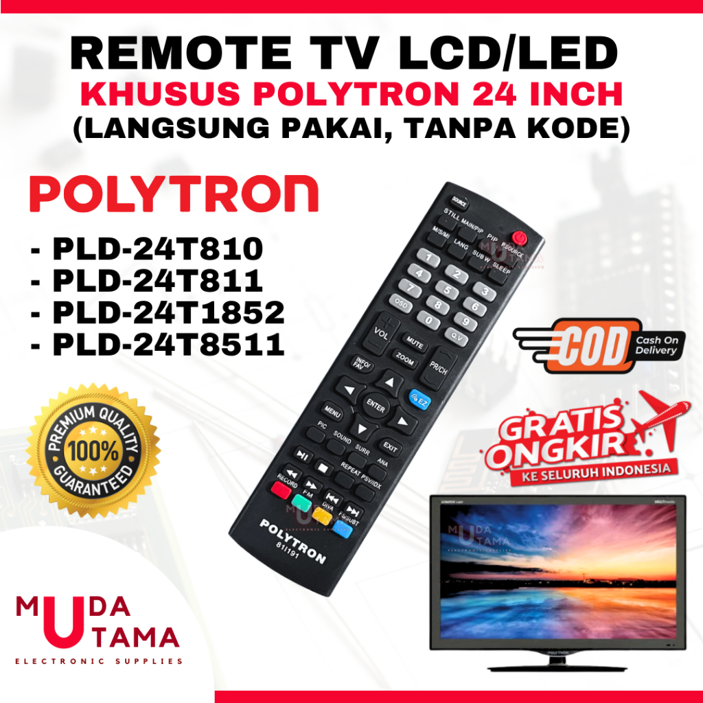 REMOT TV POLYTRON 24 INCH - PLD24T810 PLD24T811 PLD24T1852 PLD24T8511 - REMOTE TV POLYTRON 24T810 - 