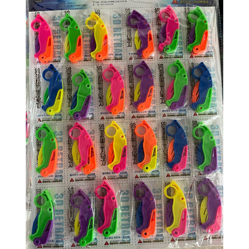 [1 pcs] Mainan Fidget Pisau Lipat || Mainan Pedang Pisau Plastik || Mainan Lipat Warna Warni
