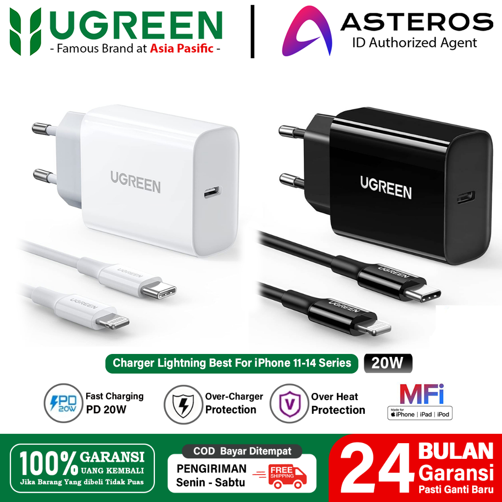 UGREEN Charger iPhone MFi Fast Charging Type C to Lightning Untuk iPhone 11 12 13 14 Pro Max