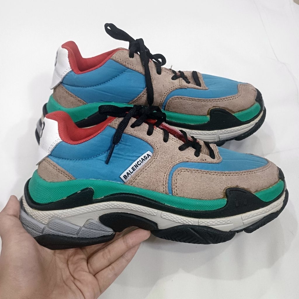 Balenciaga Triple S Sneakers Grey Red Blue Multicolor | Sepatu Trainers Casual Sports Sport Sporty B