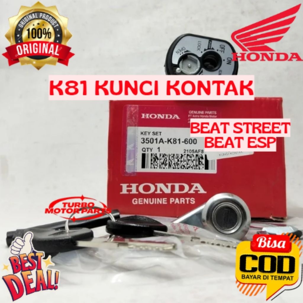 KUNCI KONTAK ORIGINAL HONDA KODE K81, KUNCI KONTAK BEAT STREET, KUNCI KONTAK BEAT ESP