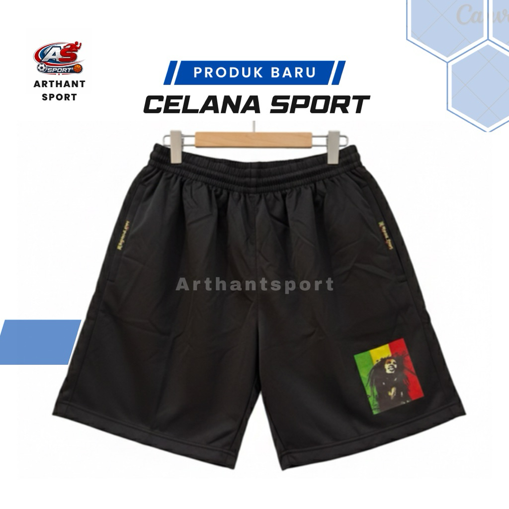 CELANA PENDEK SANTAI DAN OLAHRAGA MODEL RASTA KHUSUS HITAM