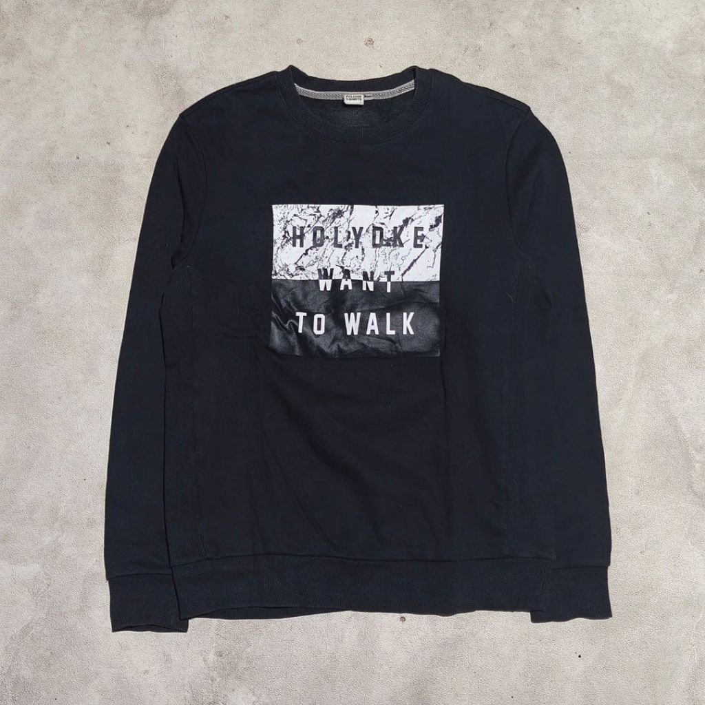 Sweater crewneck pria polham hitam