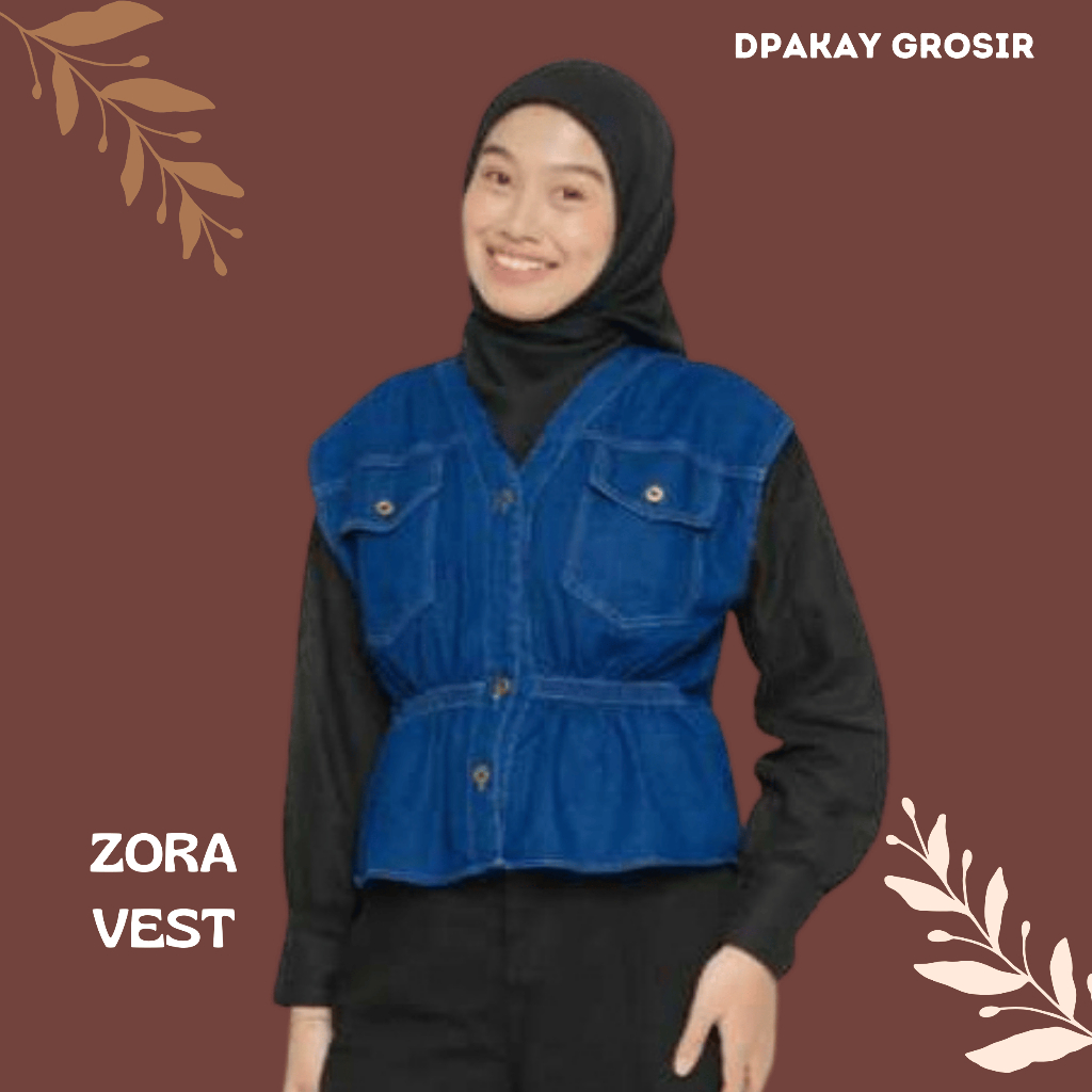 VEST ZORA JEANS WASH WANITA | OUTER DENIM TANPA LENGAN | ROMPI JEANS CASUAL KEKINIAN - dPakay
