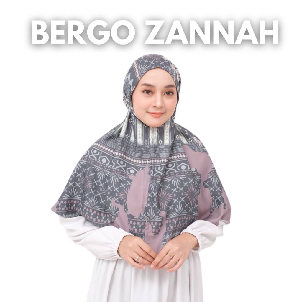 BERGO ZANNAH bergo tali instan motif