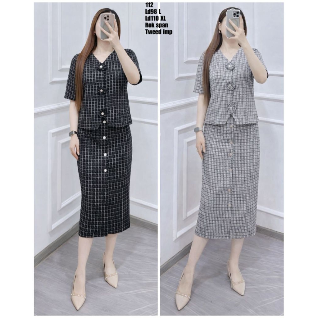 VERREN set crop rok span panjang