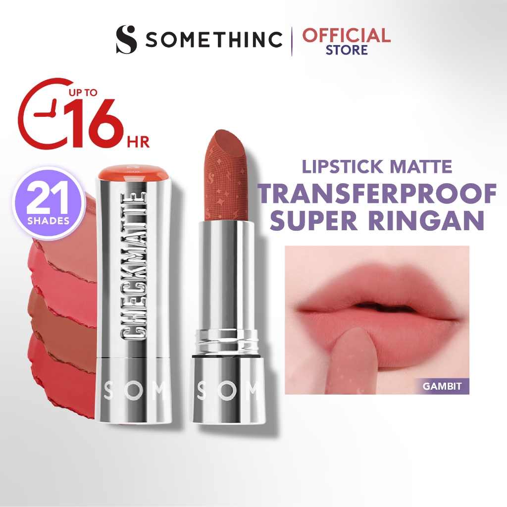 SOMETHINC MAKEUP Checkmatte Transferproof Lipstick - Lipstick Batang Transferproof, Nyaman Dan Tahan