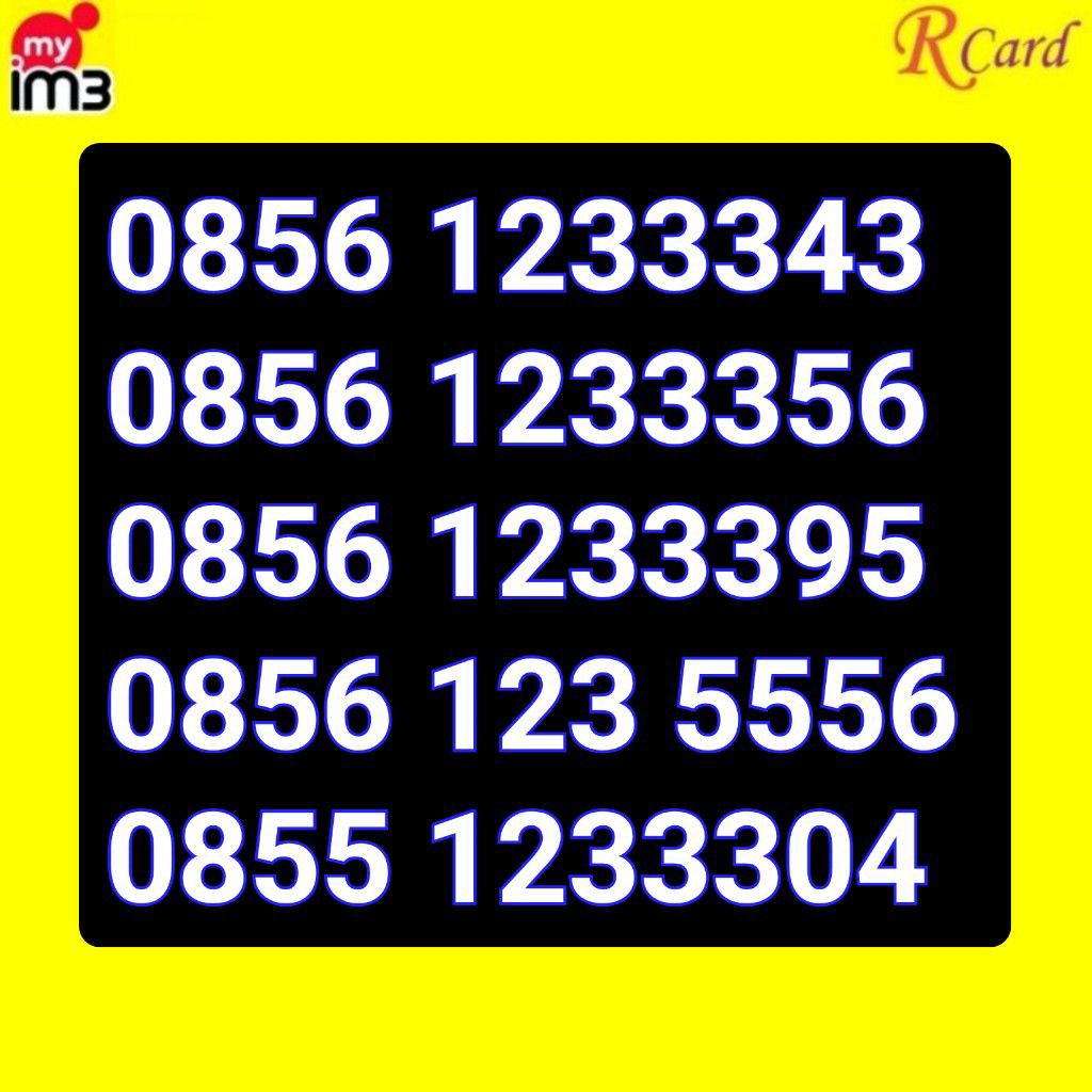 Perdana Nomor Cantik Indosat im3 11 digit Urut Naik 12333 04 23 43 56 95 5556