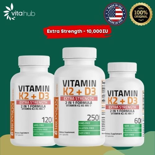 Vitamin K2 D3 10000IU 60/120/250 Kapsul - Bronson K2+D3