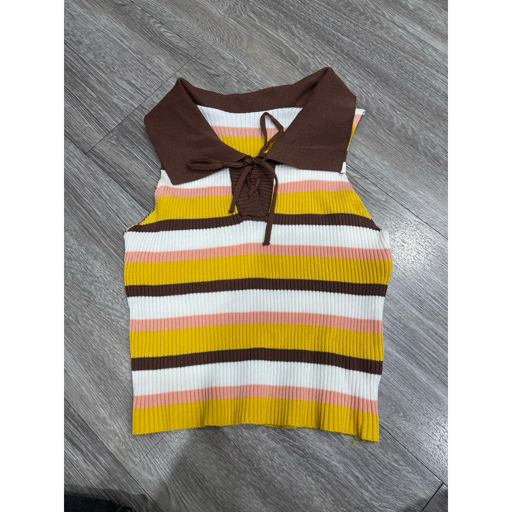 preloved like new atasan wanita stretch free size dewasa remaja Top croptop polo knit rajut tanktop