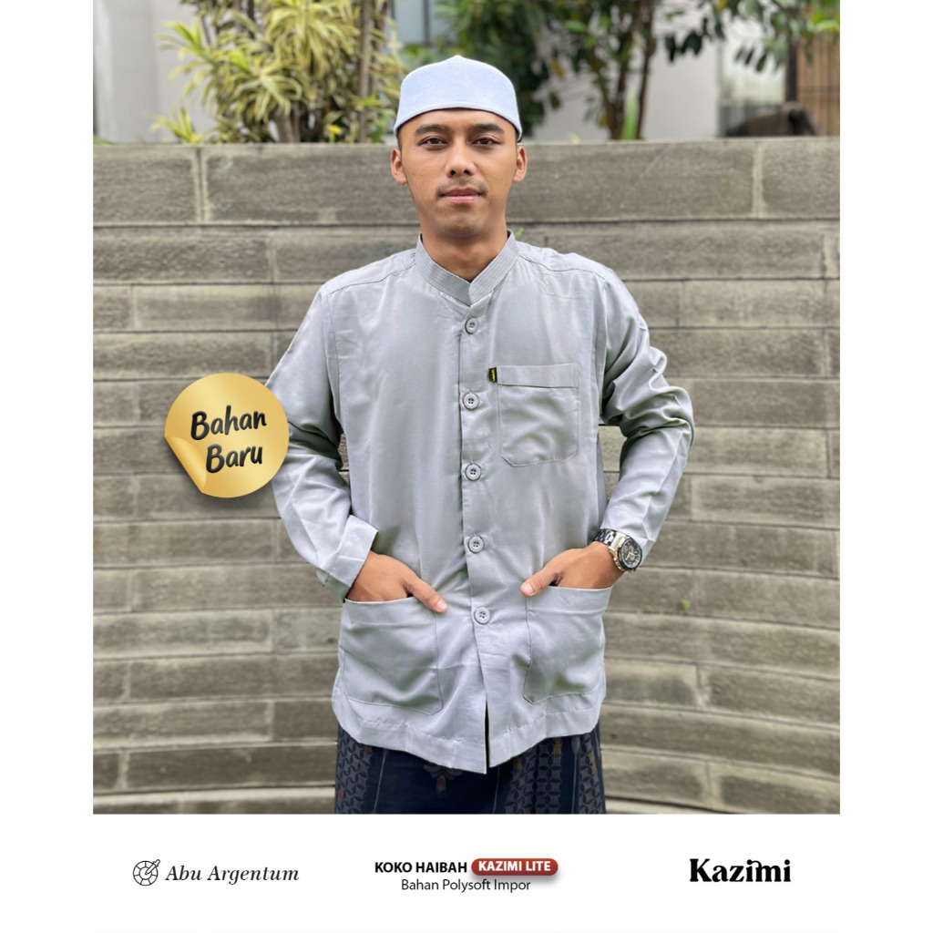 Baju Koko Haibah Kazimi Lite Abu Argentum