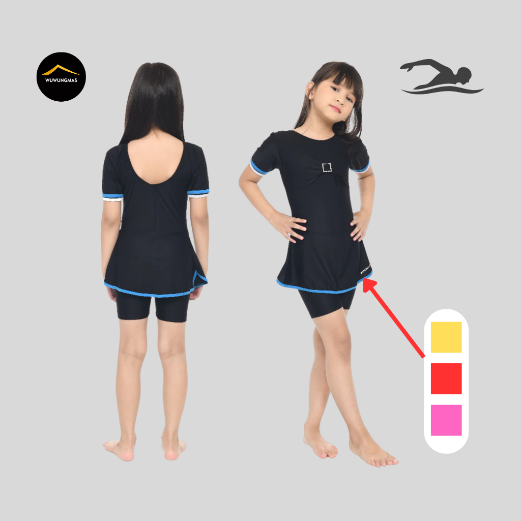 WUWUNGMAS - BAJU RENANG ANAK PEREMPUAN 5 - 14 TAHUN ONE SET BAJU RENANG ANAK ABG REMAJA WANITA