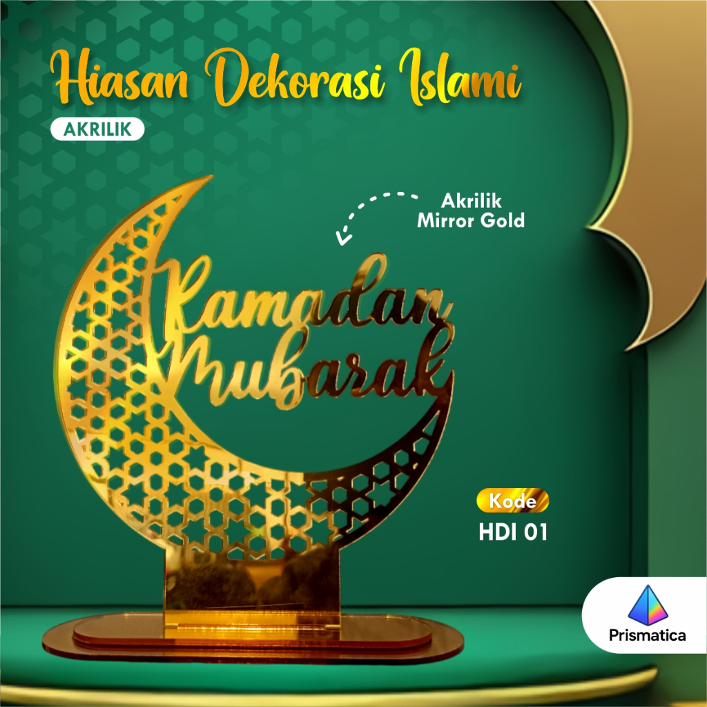 Dekorasi Ramadhan Akrilik Gold Hiasan Idul Fitri Untuk Pajangan Meja