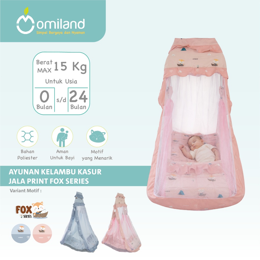 Omiland Ayunan Bayi + Kelambu Nyamuk dengan Kasur | Baby Hammock Gantung