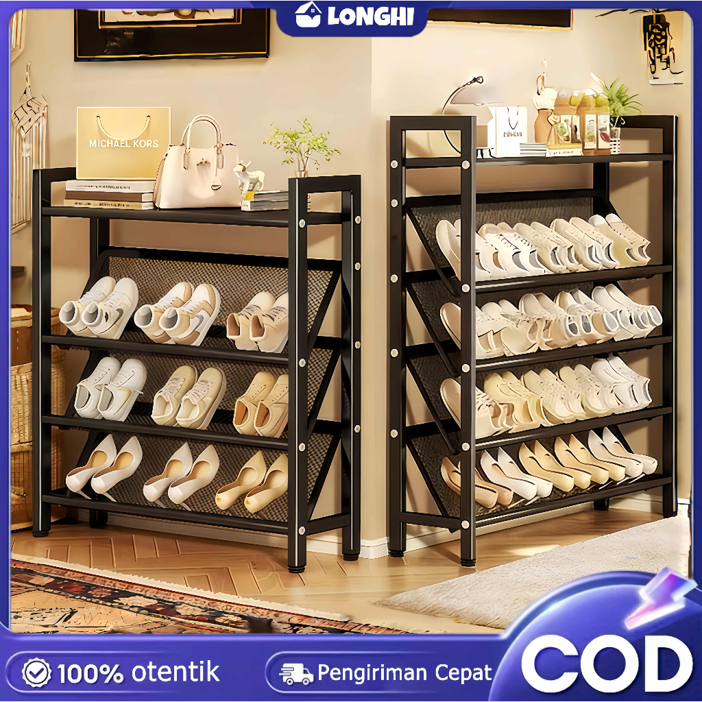 Rak Sepatu Sandal 3/4/5 Susun Rak sepatu Sandal Tempat Rak Sepatu besi Kokoh Anti Karat Struktur Kok