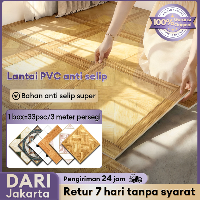 Stiker Lantai Anti Slip Perekat Diri 30x30 cm Tahan Air - Motif Marmer/Kayu Kamar Mandi Dapur 33 Lem