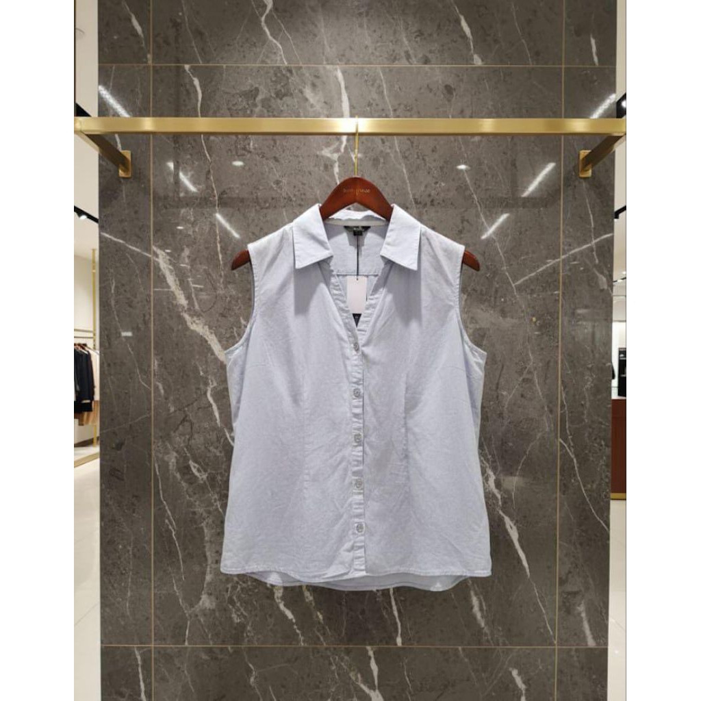 Blouse Kerah V-Neck tanpa lengan - Classic Light Blue