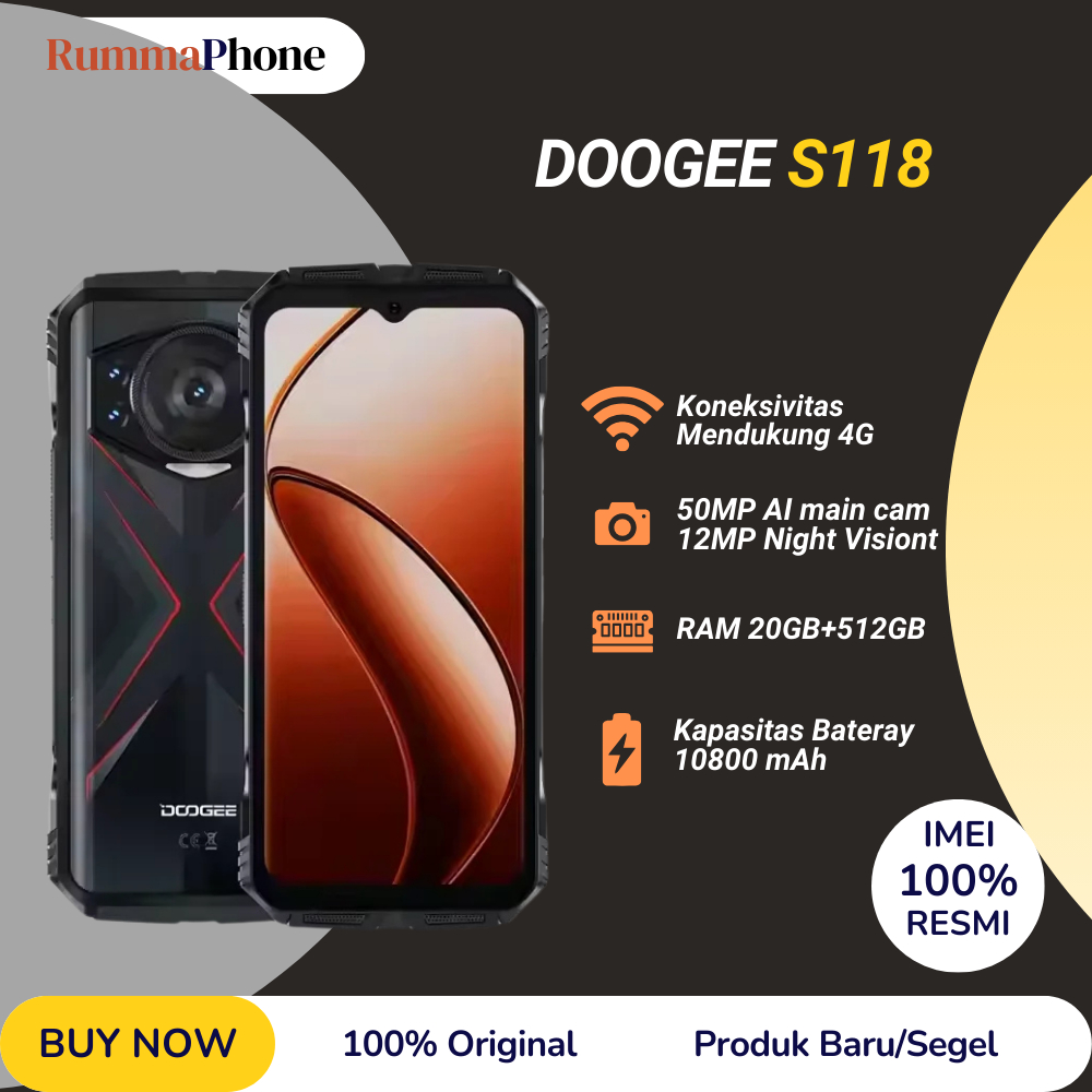DOOGEE S118 20GB+512GB 6.58 Inch Screen Android 14 Smartphone 10800mAh Battery IP68/IP69K 4G Rugged 