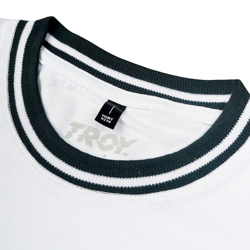 Troy Company Neck Strip Tshirt White Burst Forth - Kaos Lengan Pendek Kaos Putih KST 3101-2G1W