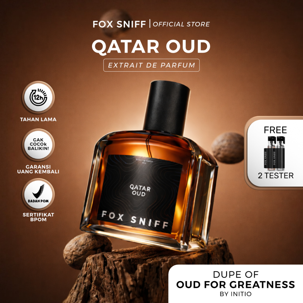 Fox Sniff – Qatar Oud Parfum Unisex Aroma Woody Spicy Extrait De Parfum Wangi Tahan Lama Tidak Bekas